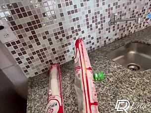 naughty plumber fucks neighbor in kitchen!