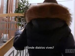 does eveline dellai pay debt with rough blowjob and pov fucking?