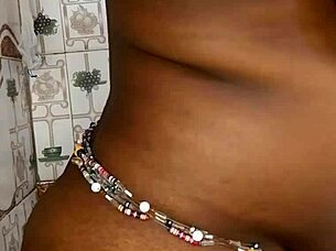 ebony fucking herself in the bathroom