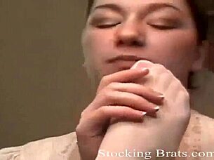 I slowly slide on my stockings for you to watch