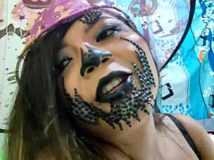 latina milf witch gets doggystyled on halloween