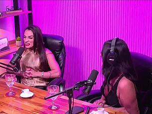 Blonde girl orgasms in lesbian lingerie session.