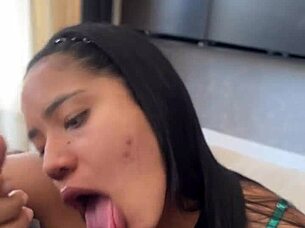 Amateur couple performs deep blowjob with bbc on webcam