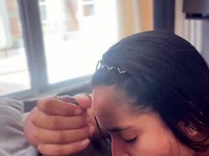 Amateur couple performs deep blowjob with bbc on webcam