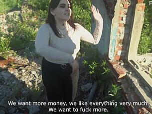 a lot of cum in her pussy after hard public sex!