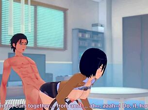 Koikatsu's Mikasa Giving Handjob to Eren in Uncensored Anime Sex Scene