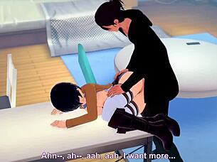 Koikatsu's Mikasa Giving Handjob to Eren in Uncensored Anime Sex Scene