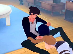 Koikatsu's Mikasa Giving Handjob to Eren in Uncensored Anime Sex Scene