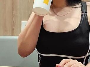 Petite couple fucks in bedroom.