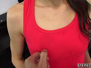 The suspended stepsis gets anal and facial cumshot in HD teen scene.