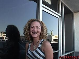 Teagan's blonde mouth devours huge black cock