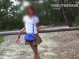 Skinny teen stripping naked on the beach 😎