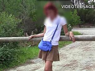 Skinny teen stripping naked on the beach 😎