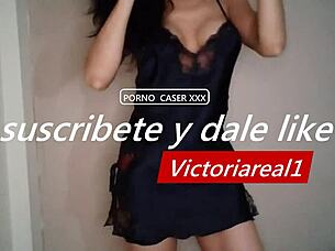 Hot Brunette Strips and Masturbates on Webcam!