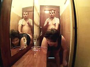 Watch me fuck the fat girl between walls, sucking cock then pounding pussy and ass