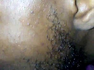 Intensely sucking that wet hairy pussy with eager licks