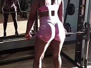 This sexy Brazilian babe couldn't resist 4 gym hunks for interracial fun! 😏