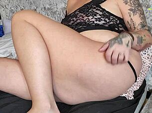 Milf in lingerie getting ready for the day.