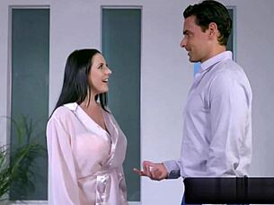 Does Busty Angela enjoy oiled tits?