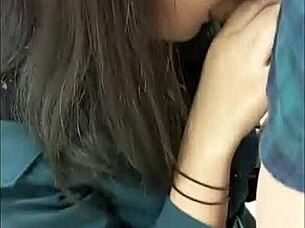 College couple has sex in the toilet after blowjob.