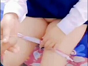 my cute student girlfriend is innocent but horny, i fuck her without condom after school