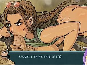 star chanel 34 early part 92 lara croft blowjob... big tits and cumshot!