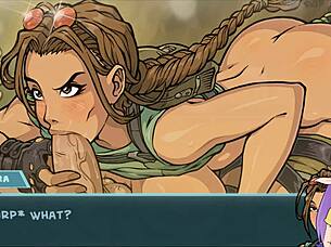 star chanel 34 early part 92 lara croft blowjob... big tits and cumshot!