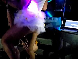 Naughty caipirinhas dance intensely on the pole at the swing house.