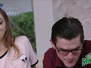 stepsister avery adair seduces her nerdy stepbrother with blowjob and sex 😏