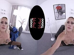 Blonde hairless girl masturbates big ass in office pov