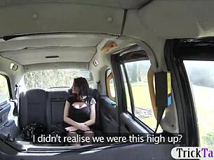 busty passenger in pantyhose gets her twat banged outdoors by monster cock