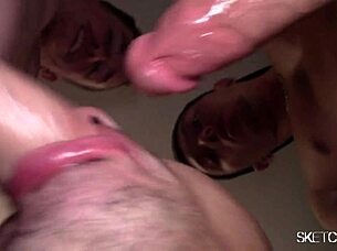 In the heat of the moment, the gay couple experiences an intense cum rush during their passionate encounter