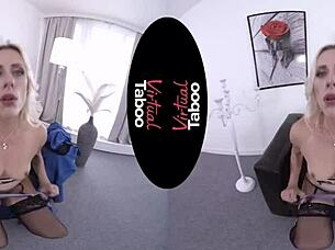 Blonde hairless girl masturbates big ass in office pov