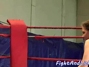 Beautiful Babe Gets Anally Fingered By Lesbian Beauty During Glamour Wrestling