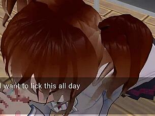 karin gives oral under desk in school blazer