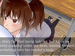 karin gives oral under desk in school blazer