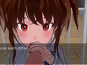 karin gives oral under desk in school blazer