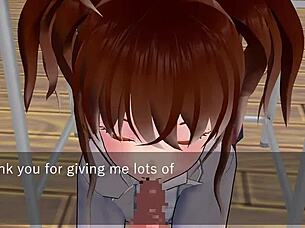 karin gives oral under desk in school blazer