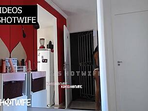 wife receives delivery guy comfortably, more on red and sheer?