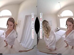 naughty america vr scene with kenna james and veronica weston, two chicks at the same time