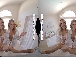 naughty america vr scene with kenna james and veronica weston, two chicks at the same time