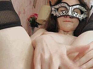 slut with protruding nipples gets pussy and anus fingered