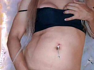 Beautiful Transvestite Strokes Cock Provocatively