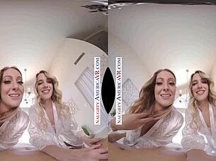 naughty america vr scene with kenna james and veronica weston, two chicks at the same time