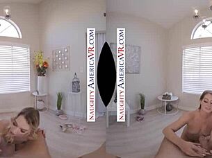 naughty america vr scene with kenna james and veronica weston, two chicks at the same time