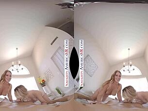 naughty america vr scene with kenna james and veronica weston, two chicks at the same time