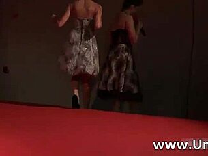 sexy blonde hottie strips out of santa clothes outdoors