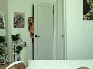 Blonde stepsis Angel Youngs lets me grab her huge natural tits!