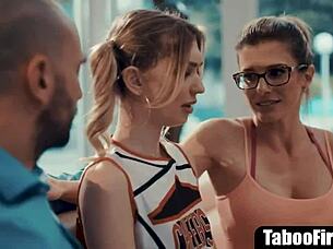 Blonde Cheerleader Seduced by Mature Coach and Hubby