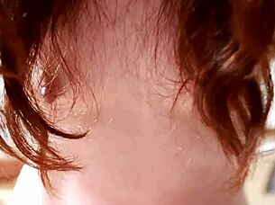 Mai's shaved pussy gets creampied in POV